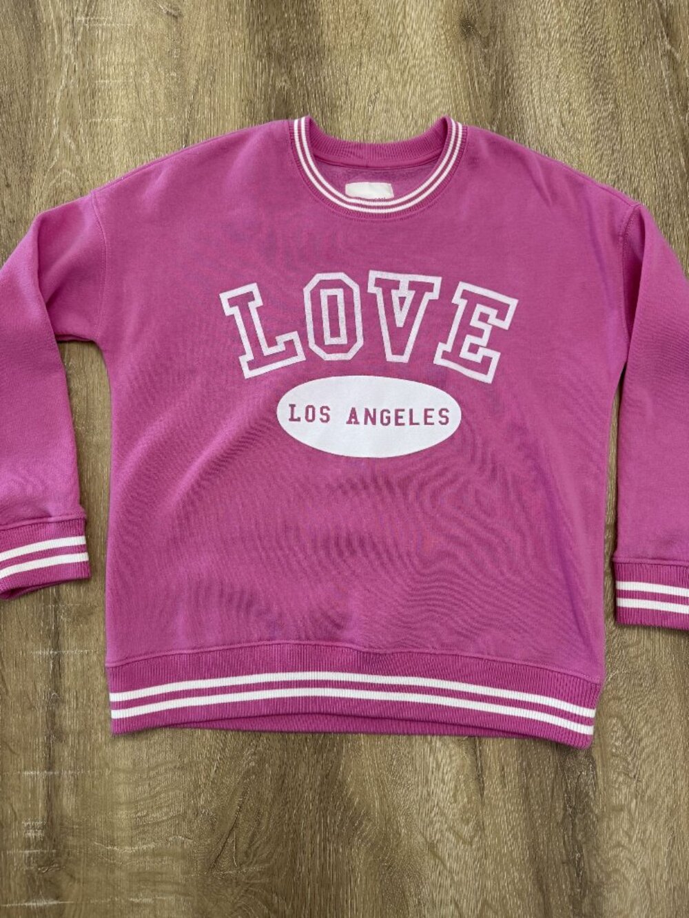 No Comment Girls Love Los Angeles Pink Sweatshirt L 14 Polyester Striped Trim Ma